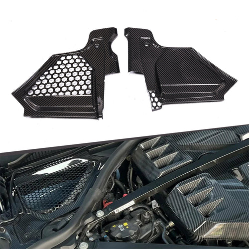 Carbon Fiber Engine Bay Reservoir & Strut Tower Cover 2-Piece Kit for BMW M3 G80 / M4 G82 / G83 (2021+)