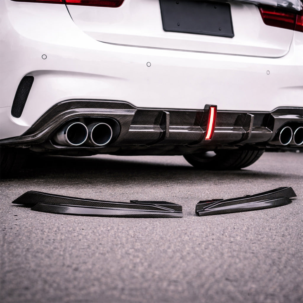 Carbon Fiber KBL Style Rear Bumper Diffuser with LED for BMW G20