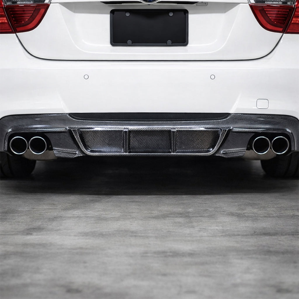 Carbon Fiber Rear Bumper Diffuser 2-Tip M Tech Style for BMW E90 (2006-2012)